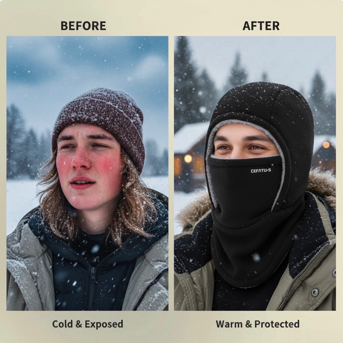 Thickened Fleece Winter Balaclava – Full Face & Neck Protection